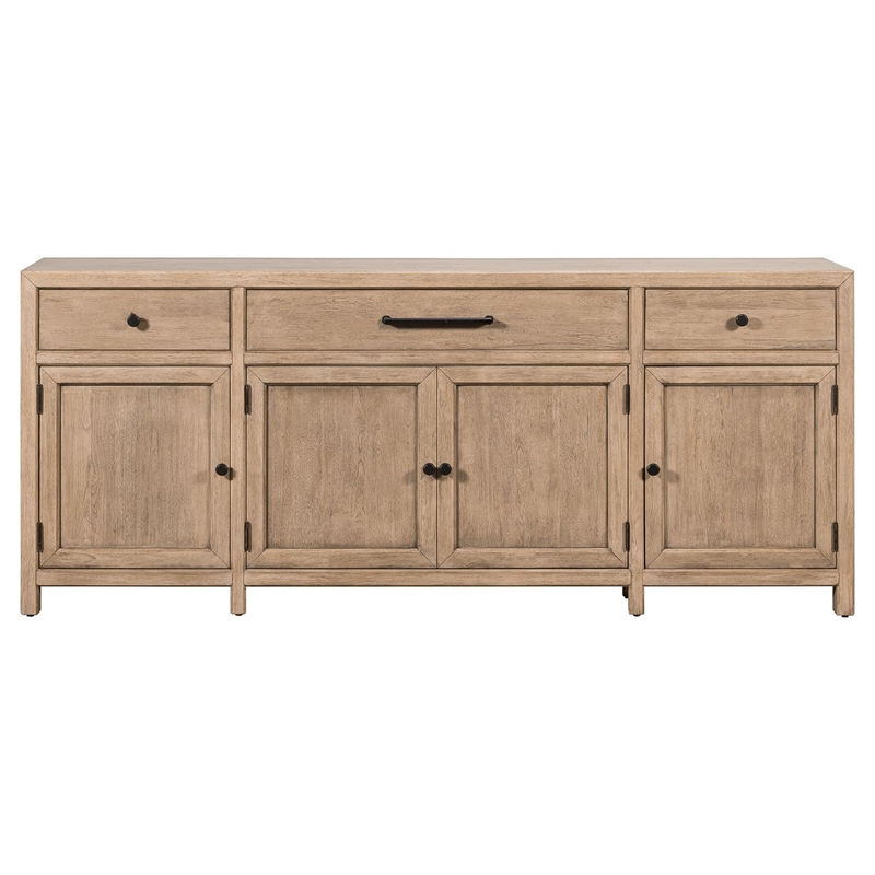 Pemberly Row 82 Inch TV Console with Picture Frame Molding in Rustic Brown