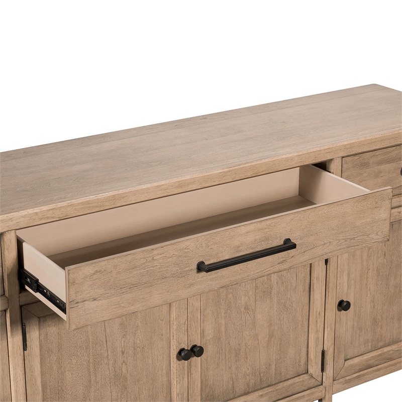 Pemberly Row 82 Inch TV Console with Picture Frame Molding in Rustic Brown