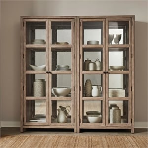 Pemberly Row 2 Piece Bunching Display Cabinet Set with LED Lighting in Beige