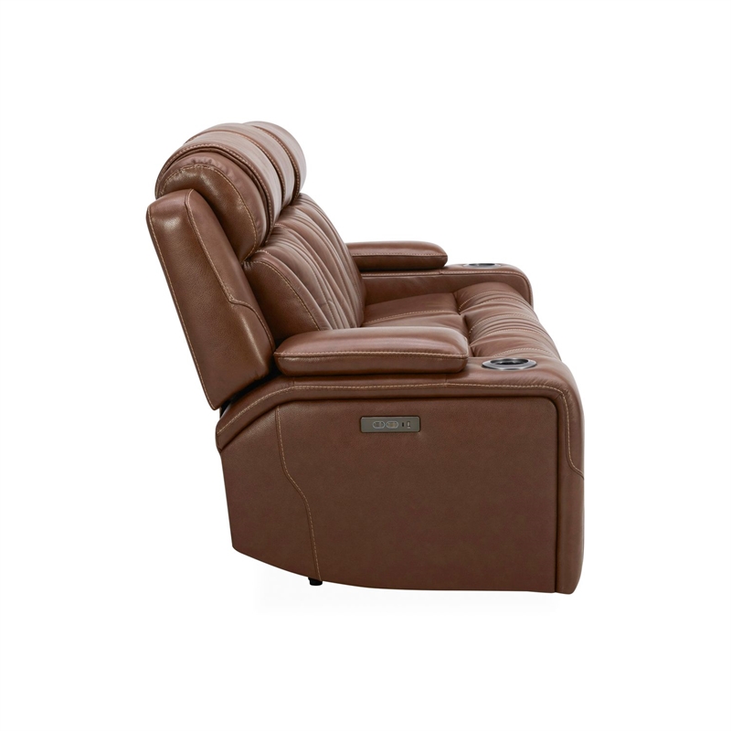 Pemberly Row Zero Gravity Power Sofa with Bluetooth and iTable in Brown