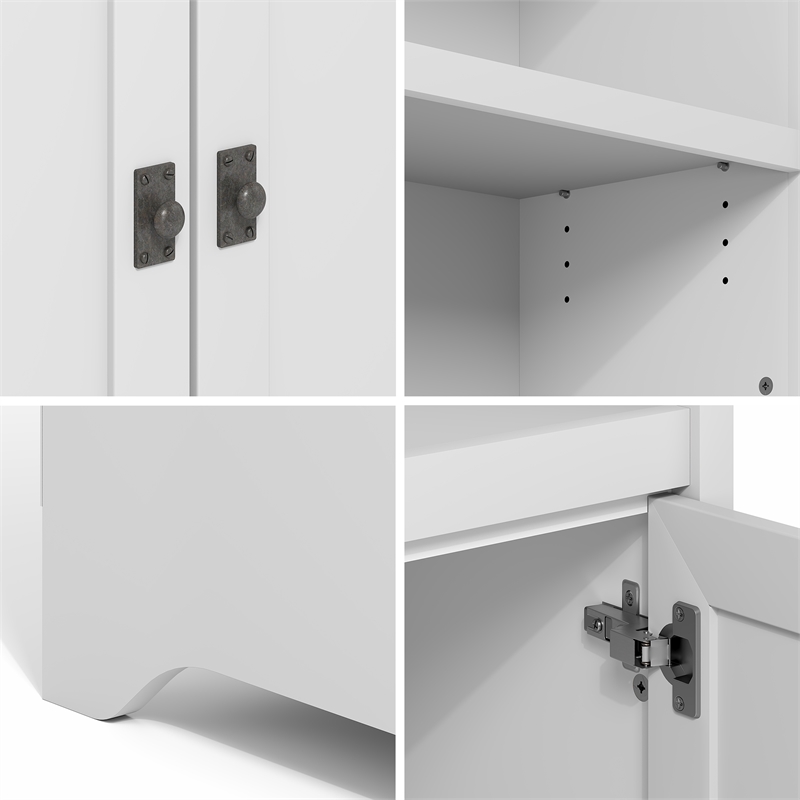 Pemberly Row Open Kitchen Cabinet with Doors and 3 Shelves in White