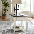 Pemberly Row Drawer End Table with Planked Top and Square Legs in White