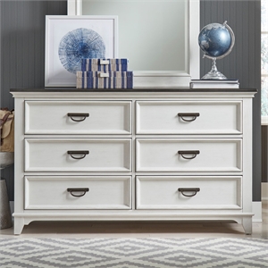 Pemberly Row 6 Drawer Bedroom Dresser with Felt Lined Drawers in White