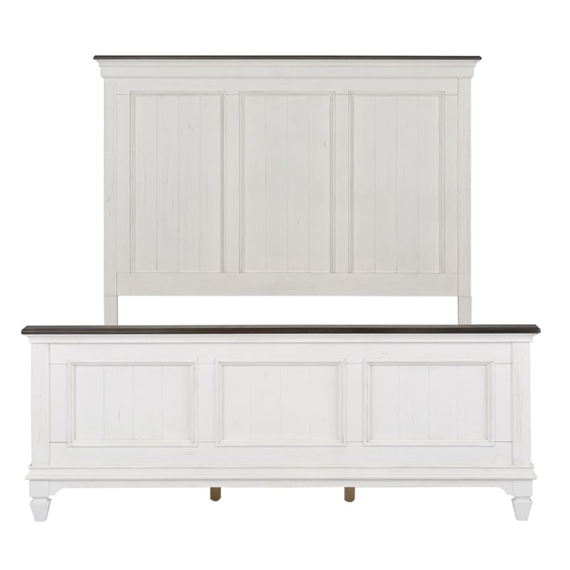 Pemberly Row California King Panel Bed with Planked Headboard in White