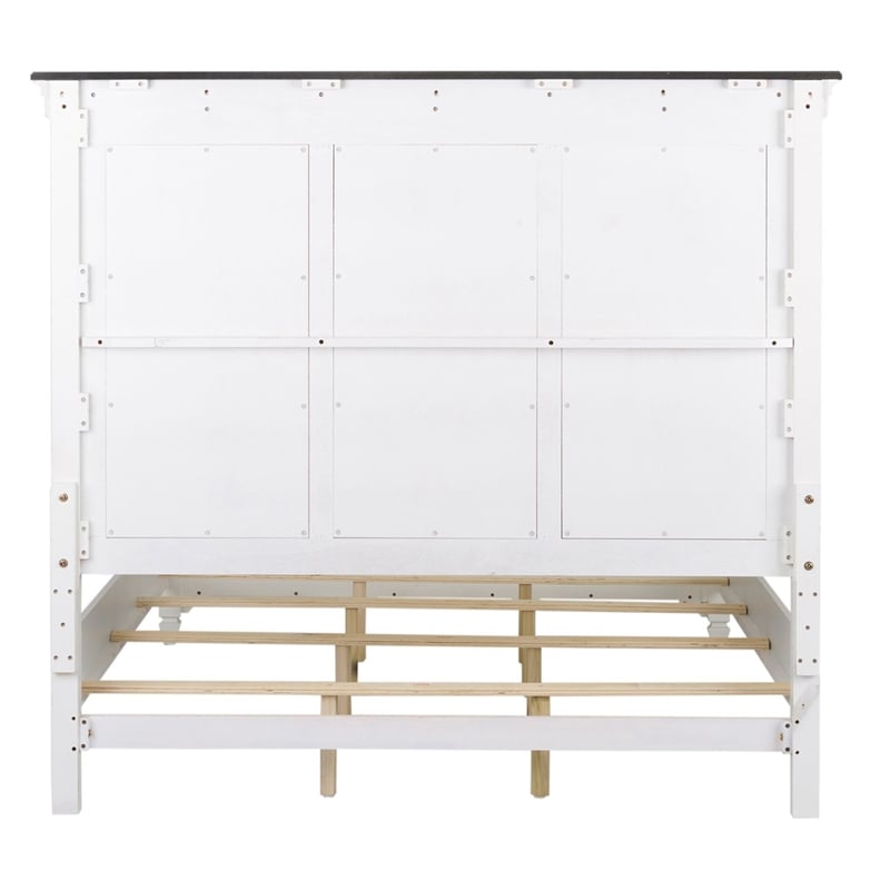 Pemberly Row California King Panel Bed with Planked Headboard in White