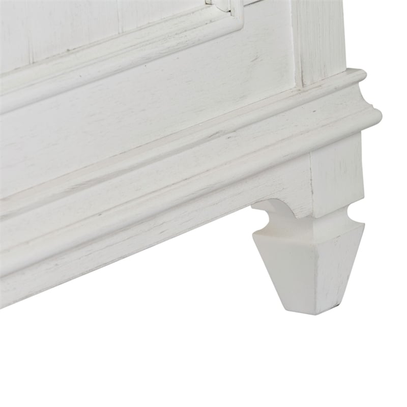 Pemberly Row California King Panel Bed with Planked Headboard in White