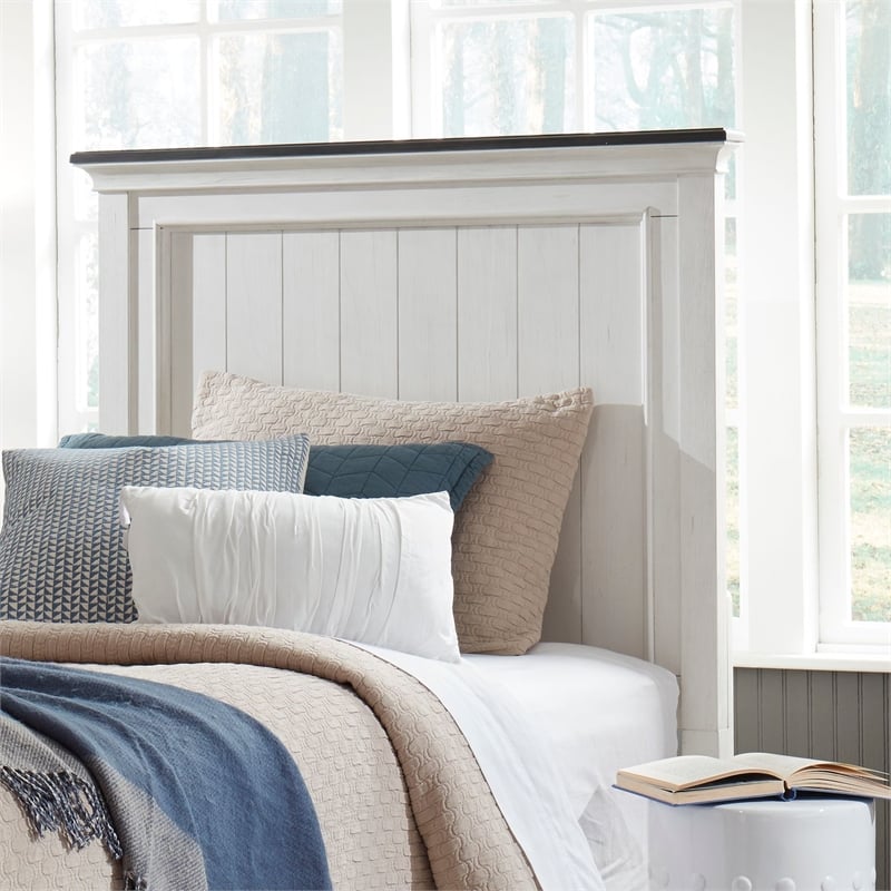 Pemberly Row Full Panel Headboard with Planked Design in White