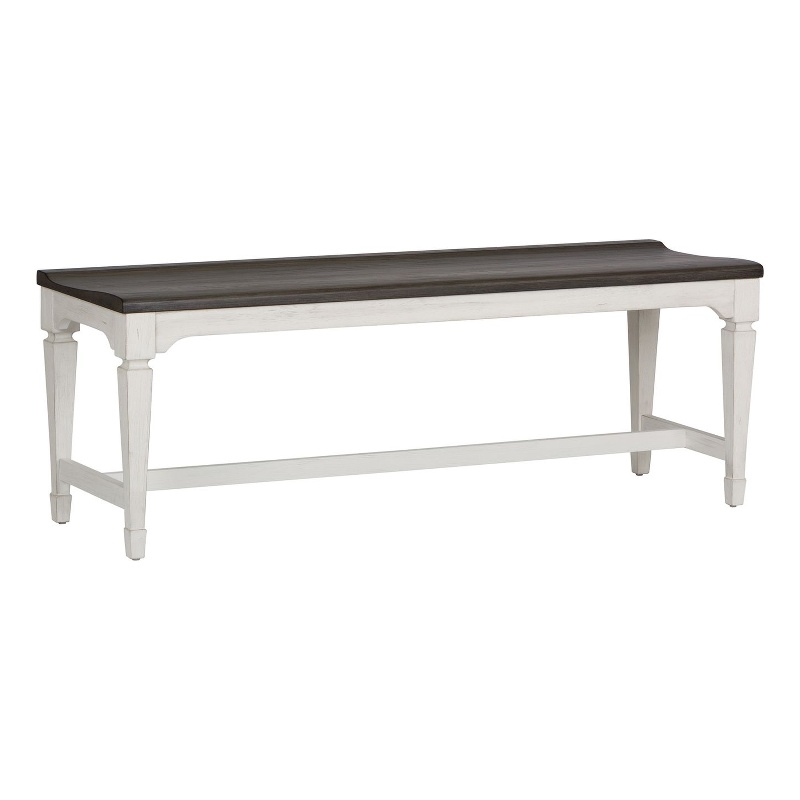 Pemberly Row Wood Seat Bench with Square Tapered Legs in White
