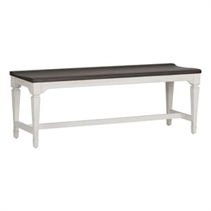 Pemberly Row Wood Seat Bench with Square Tapered Legs in White