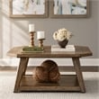 Pemberly Row Octagonal Cocktail Table with Fancy Face Veneer in Brown