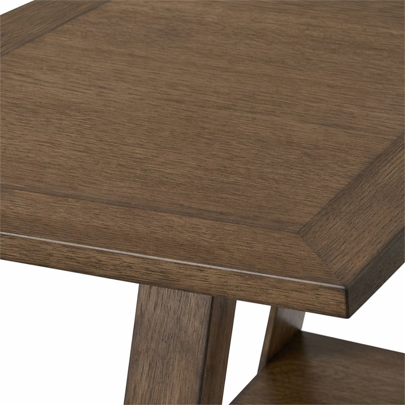 Pemberly Row Octagonal Cocktail Table with Fancy Face Veneer in Brown