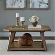 Pemberly Row Octagonal Cocktail Table with Fancy Face Veneer in Brown