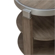 Pemberly Row Chairside Table with Inset Wood Top and Metal Trim in Brown