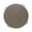 Pemberly Row End Table with Inset Wood Top and Polished Metal Trim in Brown