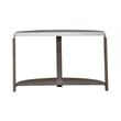 Pemberly Row Demilune Sofa Table with Metal Trim in Bleached Sand Finish