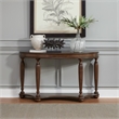 Pemberly Row Demilune Sofa Table with Satin Sienna Finish and Shelf