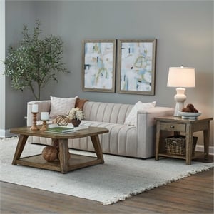 Pemberly Row 3 Piece Octagonal Cocktail and End Table Set in Brown
