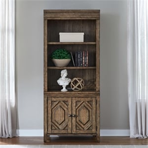 Pemberly Row Bunching Bookcase with Hexagonal Overlay Doors in Brown
