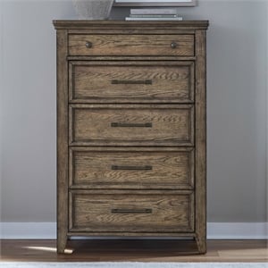 Pemberly Row 5 Drawer Bedroom Chest with Felt and Cedar Drawers in Brown