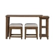 Pemberly Row 4 Piece Console Table Set with Upholstered Stools in Brown