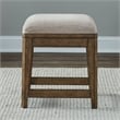 Pemberly Row 4 Piece Console Table Set with Upholstered Stools in Brown