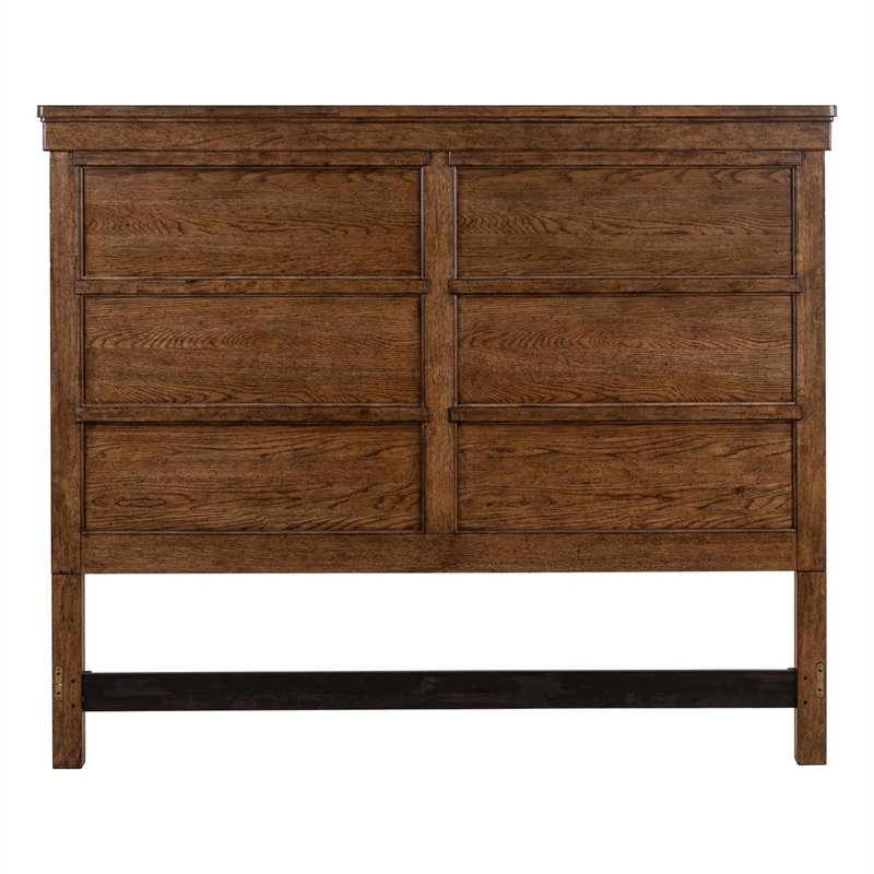 Pemberly Row Queen Panel Headboard with Overlay Moldings in Brown