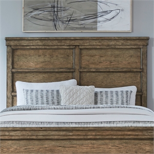 Pemberly Row Queen Panel Headboard with Overlay Moldings in Brown