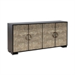 Pemberly Row 4 Door Mirrored Accent Cabinet with Bun Feet in Cappuccino