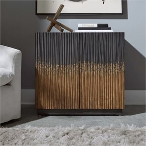 Pemberly Row 2 Door Accent Cabinet with Reeded Flame Pattern in Satin Espresso