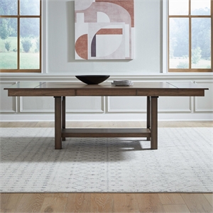 Pemberly Row Trestle Dining Table with Refractory Leaves in Brown