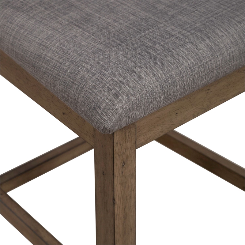 Pemberly Row Upholstered Ladder Back Counter Chair Set of 2 in Brown