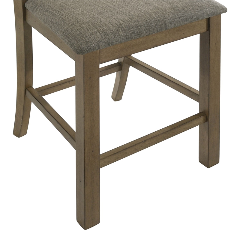 Pemberly Row Upholstered Ladder Back Counter Chair Set of 2 in Brown