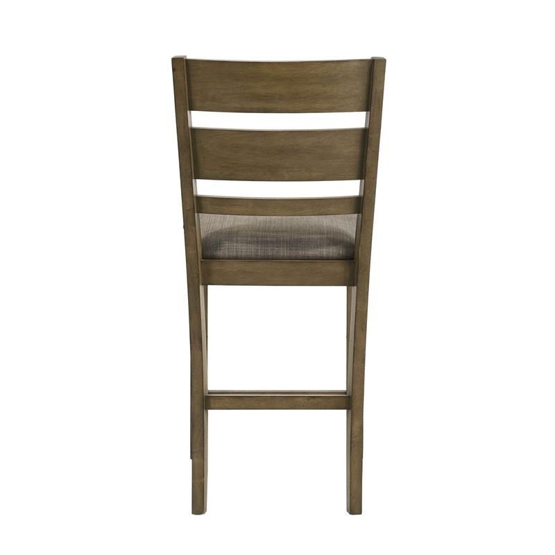 Pemberly Row Slat Back Upholstered Counter Chair Set of 2 in Brown