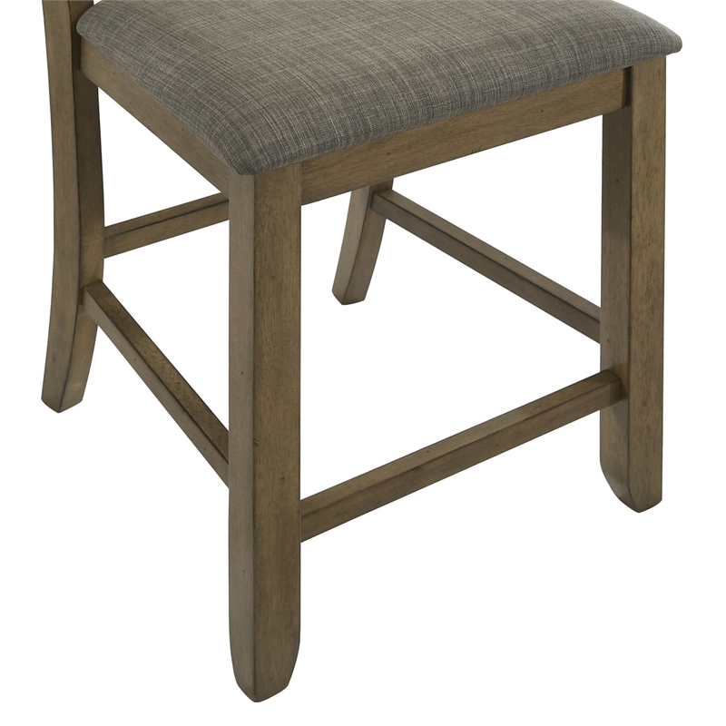 Pemberly Row Slat Back Upholstered Counter Chair Set of 2 in Brown
