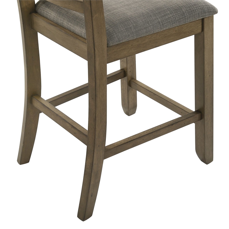 Pemberly Row Slat Back Upholstered Counter Chair Set of 2 in Brown