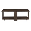 Pemberly Row Cocktail Table with Casters and Open Bottom Shelf in Espresso