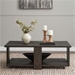 Pemberly Row Cocktail Table with Casters and Open Bottom Shelf in Espresso