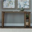 Pemberly Row Console Table with Bookshelf Storage and Adjustable Shelf in Brown