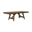 Pemberly Row Trestle Dining Table with 20 Inch Self Storing Leaf in Brown