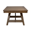 Pemberly Row Trestle Dining Table with 20 Inch Self Storing Leaf in Brown