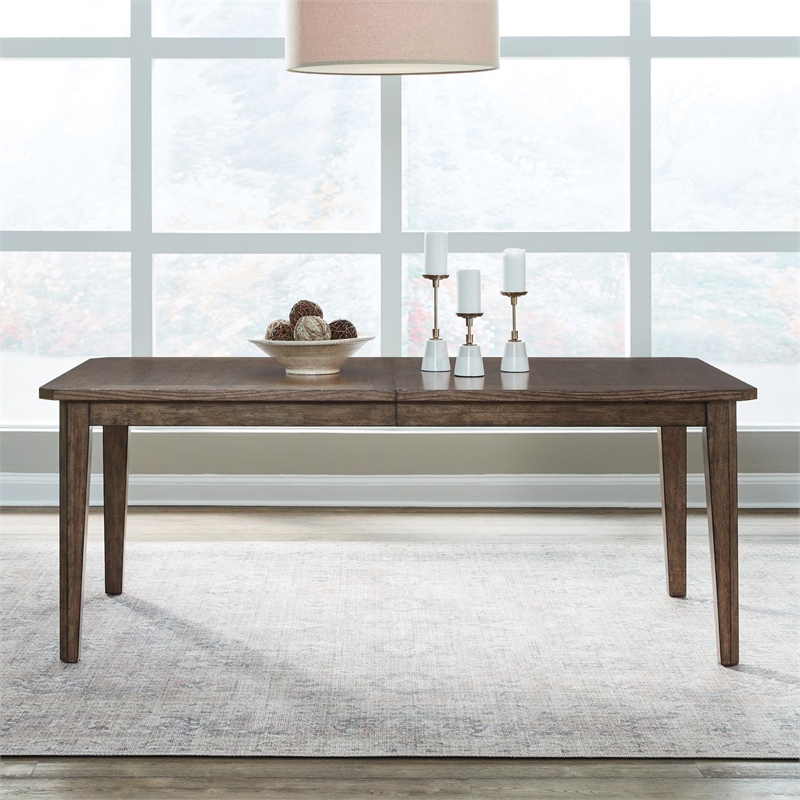 Pemberly Row Rectangular Dining Table with 20 Inch Removable Leaf in Brown