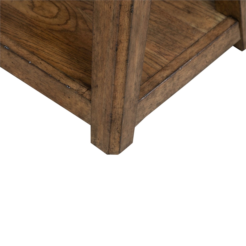 Pemberly Row Octagonal End Table with Fancy Face Veneer and Shelf in Brown