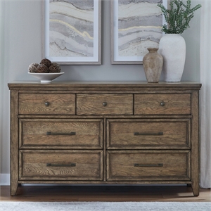 Pemberly Row 7 Drawer Bedroom Dresser with Felt and Cedar Drawers in Brown