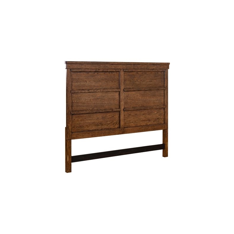 Pemberly Row King Panel Headboard with Overlay Moldings in Brown