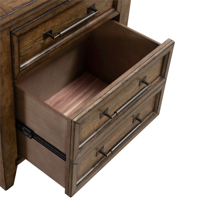 Pemberly Row Nightstand with AC & USB Charging Station in Amber Brown