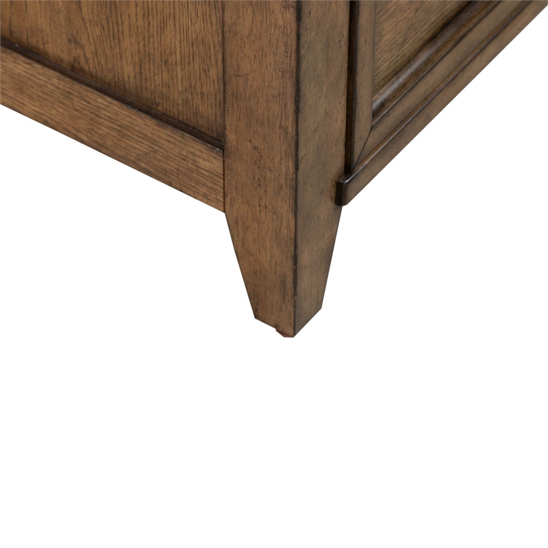 Pemberly Row Nightstand with AC & USB Charging Station in Amber Brown