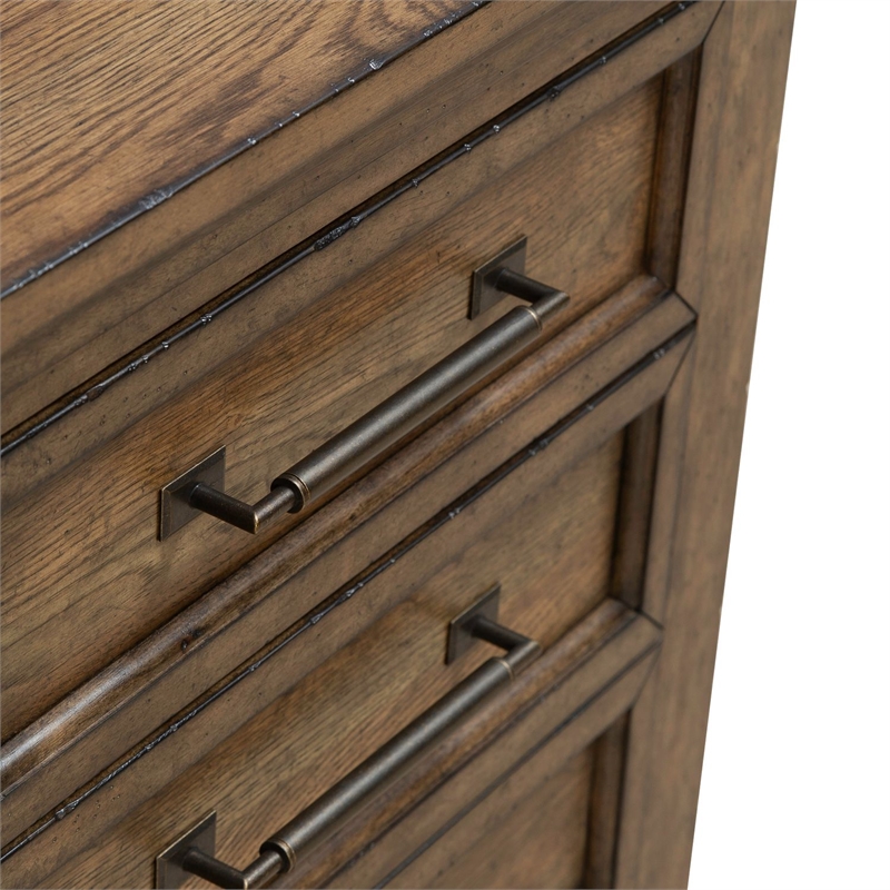 Pemberly Row Nightstand with AC & USB Charging Station in Amber Brown