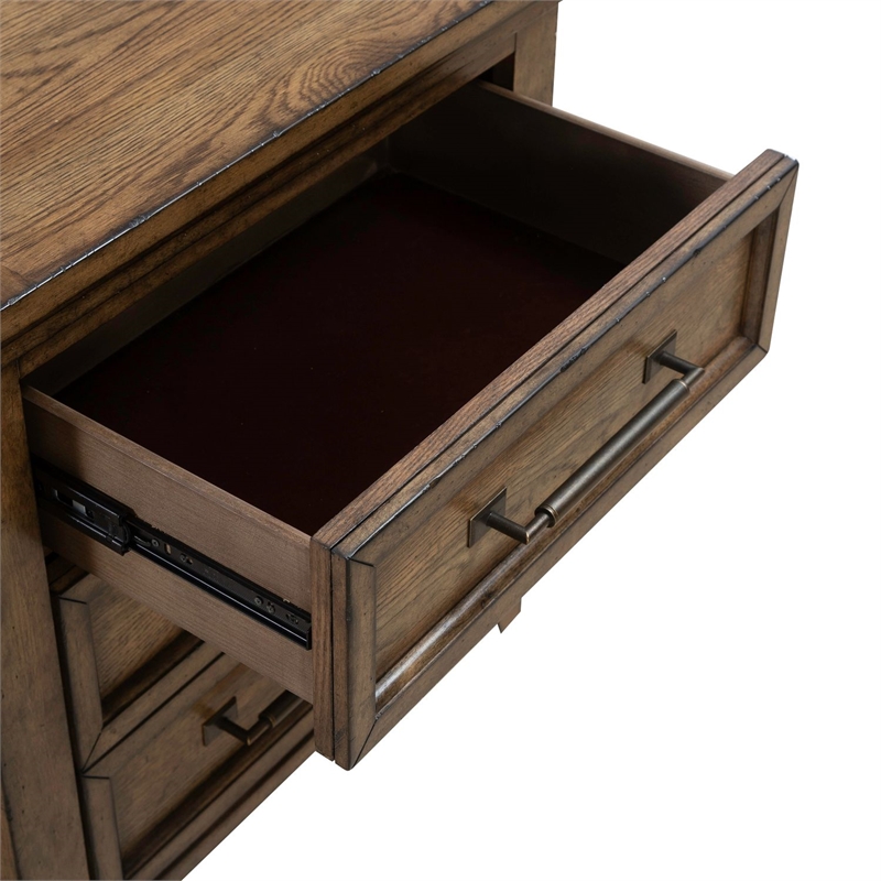 Pemberly Row Nightstand with AC & USB Charging Station in Amber Brown