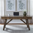 Pemberly Row Writing Desk with Flip Down Keyboard Tray in Brown