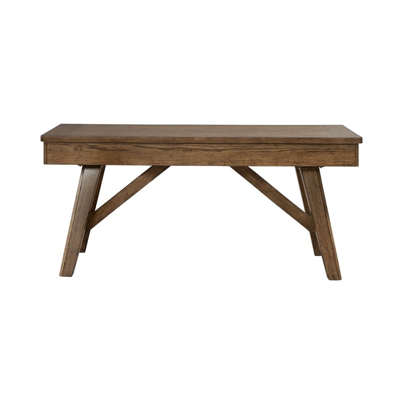 Pemberly Row Writing Desk with Flip Down Keyboard Tray in Brown